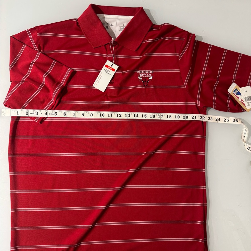 AntiguaChicago Bulls  Red and White Striped Polo Shirt